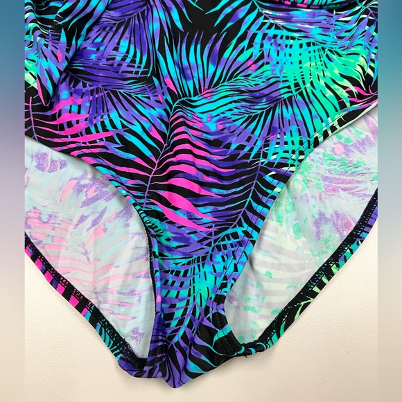 Tropical Print One-Piece Rashguard Swimsuit - Picture 8 of 10